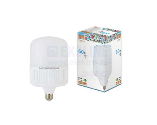 Лампа светодиодная T-60 Вт-230 В-6500 К–E27 (160x265 мм) Народная - ТМ TDM Лампа светодиодная T-60 Вт-230 В-6500 К–E27 (160x265 мм) Народная - ТМ TDM