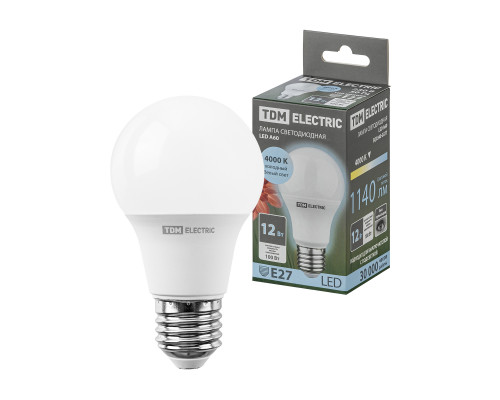Лампа светодиодная А60 - 12 Вт-220 В -4000 К–E27 - TM TDM Лампа светодиодная А60 - 12 Вт-220 В -4000 К–E27 - TM TDM