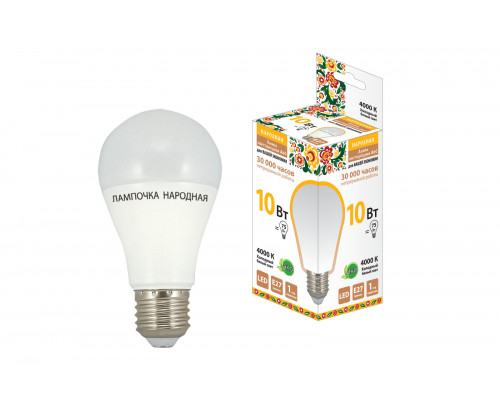 Лампа светодиодная НЛ-LED-A55-10 Вт-230 В-4000 К-Е27, (55х98 мм), Народная - ТМ TDM Лампа светодиодная НЛ-LED-A55-10 Вт-230 В-4000 К-Е27, (55х98 мм), Народная - ТМ TDM