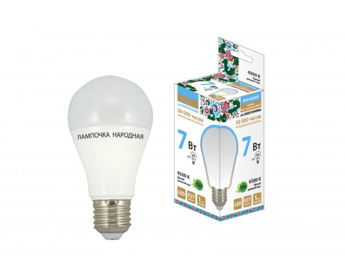 Лампа светодиодная НЛ-LED-A55-7 Вт-230 В-6500 К-Е27, (55х98 мм), Народная - ТМ TDM Лампа светодиодная НЛ-LED-A55-7 Вт-230 В-6500 К-Е27, (55х98 мм), Народная - ТМ TDM