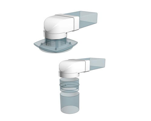 Соединитель 90° пластик, плоского воздуховода с фланц. воздухораспред.60мм х 204мм/D100мм - ТМ VE