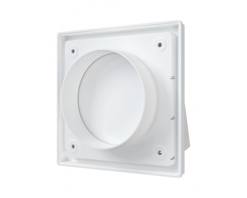 Выход стенной вытяжной с обратным клапаном 150х150 с фланцем D125, ASA, бел - ТМ Эра