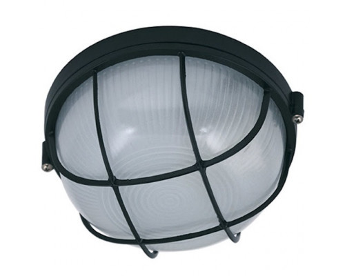 Светильник круг алюм./стекло с решеткой (черный) (E27 max.60W) IP54-HL906 black