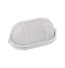 Светильник овал алюм. / стекло с решеткой (белый) (E27 max. 100W) IP54 - HL921 white