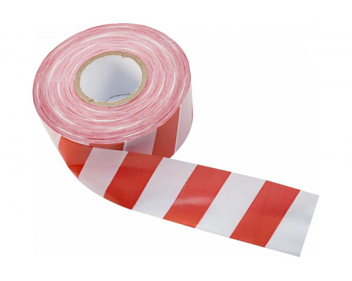 Лента сигнальная 75мм х 100м, красно-белая, (уп.48шт) - TM BAUWELT