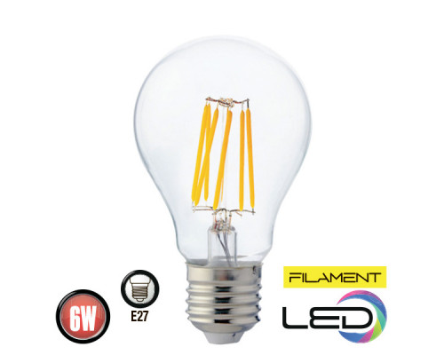Светодиодная лампа Filament светодиод. нить 6W Е27 4200К 400Lm 220-240V Светодиодная лампа Filament светодиод. нить 6W Е27 4200К 400Lm 220-240V