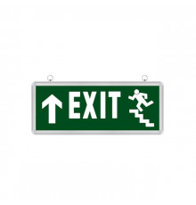 Светодиодный указатель с аварийным питанием аккумуляторный "Выход" HL330L 230V, зелёный/серебрист