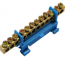 Шина нулевая 011/10 оотверстий изолированная с DIN-изолятором типа "Стойка"