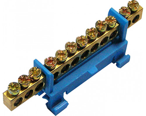 Шина нулевая 011/12 отверстий изолированная с DIN-изолятором типа "Стойка"