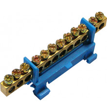 Шина нулевая 011/18 отверстий изолированная с DIN-изолятором типа "Стойка"