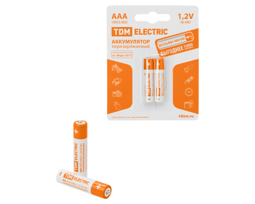 Аккумулятор AAA-800mAh Ni-MH BP-2 (уп.2шт) - TDM