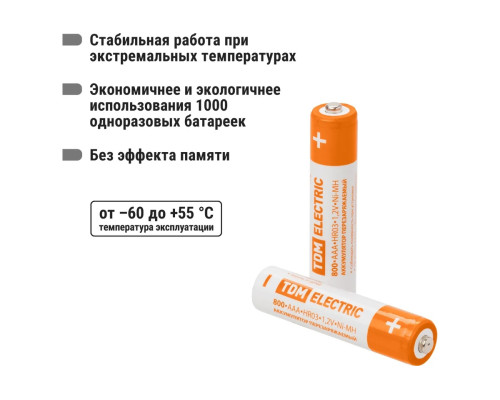 Аккумулятор AAA-800mAh Ni-MH BP-2 (уп.2шт) - TDM