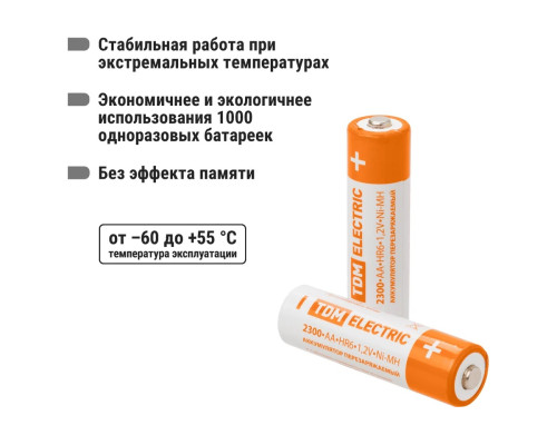 Аккумулятор AA-2300mAh Ni-MH BP-2 (уп.2шт) - TDM