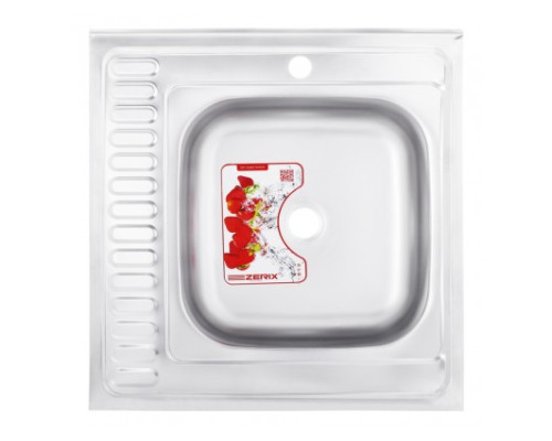 Мойка нерж. Zerix 60*60, правая, выпуск. бол.+ СИФОН, 0,6мм, глубина 160 мм МАТ ТМ ZERIX