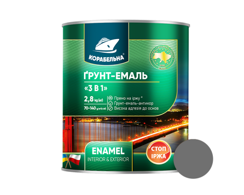 Грунт-эмаль на ржавчину 3в1 ТМ Корабельная серая матовая 0,9 Грунт-эмаль на ржавчину 3в1 ТМ Корабельная серая матовая 0,9