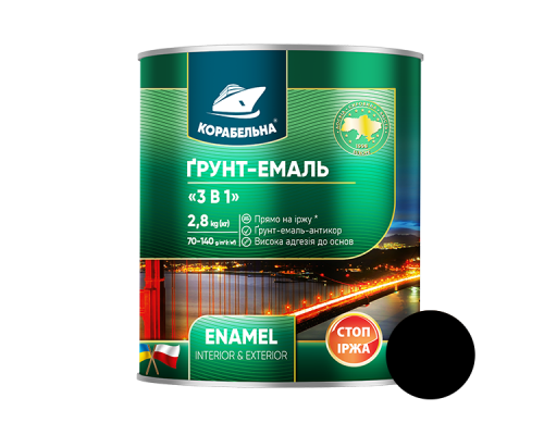 Грунт-эмаль на ржавчину 3в1 ТМ Корабельная черная матовая 0,9 Грунт-эмаль на ржавчину 3в1 ТМ Корабельная черная матовая 0,9
