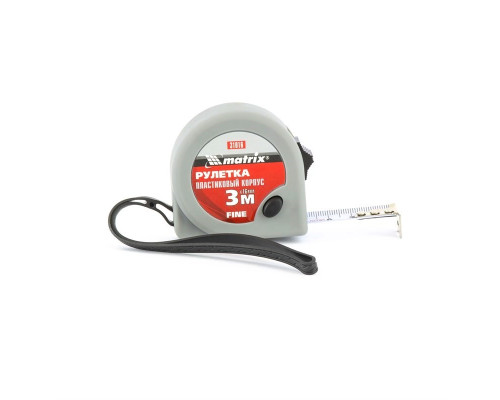 Рулетка 3м х 16мм Fine, пластиковый корпус (уп.12шт) - TM MTX