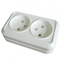 Розетка двойная 2П открытой установки IP20 10А, белая "Ceramico" - TM TIR