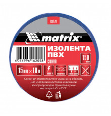 Изолента ПВХ 15мм х 10м, синяя, 150 мкм - ТМ MTX