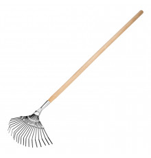 Грабли веерные 20 плоских зубьев, деревянный черенок, Россия - ТМ Сибртех