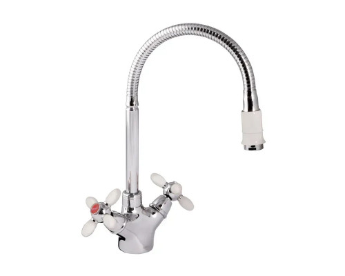 Смеситель  ZERIX Z5860-7 кухня, гибкий  излив,  двухвентельный ТМ ZERIX