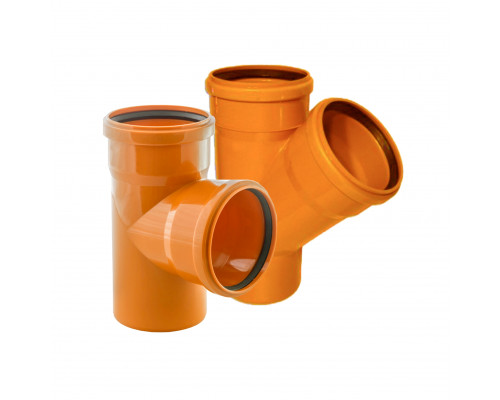 Тройник кан. PP Ø110/110 мм 90° (оранж) Тройник кан. PP Ø110/110 мм 90° (оранж)