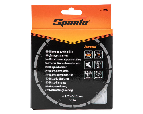 Диск алмазн. сегмент 125 х 22,2 мм, сухая резка (уп.10шт) - ТМ Sparta.