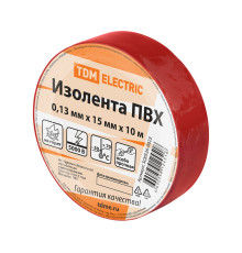 Изолента ПВХ 0.13мм х 15мм х 10м (красная) - ТМ TDM
