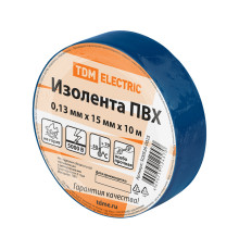 Изолента ПВХ 0.13мм х 15мм х 10м (синяя) - ТМ TDM