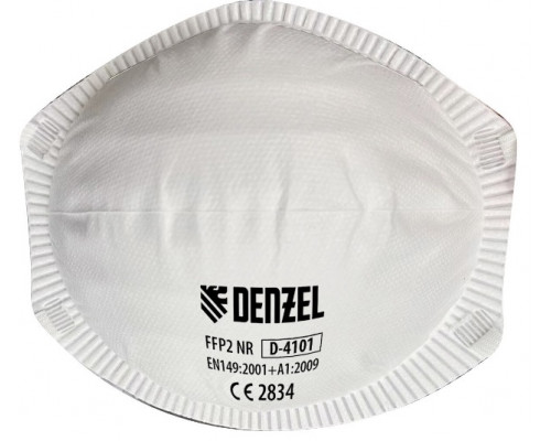 Полумаска фильтр. формованная FFP2 NR, без клапана, модель D-4101, (уп.5шт) - TM Denzel Полумаска фильтр. формованная FFP2 NR, без клапана, модель D-4101, (уп.5шт) - TM Denzel