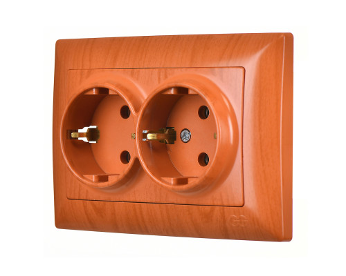 Розетка 2 гнезда с заземлением дуб (упаковка 10шт.) Visage