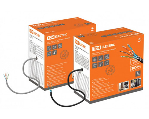 Кабель витая пара Народный U/UTP Cat 5e 4х2х24AWG CCA (100м) ПВХ, серый - ТМ TDM Кабель витая пара Народный U/UTP Cat 5e 4х2х24AWG CCA (100м) ПВХ, серый - ТМ TDM