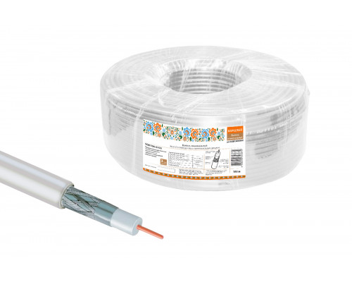 Кабель коаксиальный RG 6 CCS (100м) для внутр. прокладки белый народный - ТМ TDM Кабель коаксиальный RG 6 CCS (100м) для внутр. прокладки белый народный - ТМ TDM