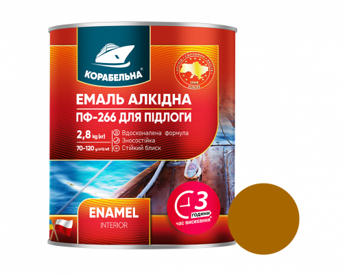 Желто-коричневая эмаль ПФ-266, ТМ Корабельная, 0,9 кг, 6 шт Желто-коричневая эмаль ПФ-266, ТМ Корабельная, 0,9 кг, 6 шт