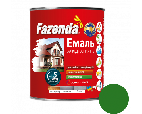 Зеленая эмаль ПФ-115, Fazenda, 2,8кг, 6 шт Зеленая эмаль ПФ-115, Fazenda, 2,8кг, 6 шт