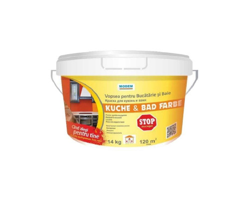 Краска Modem Kuche&Bad 3 кг латексная для кухонь и ванн Краска Modem Kuche&Bad 3 кг латексная для кухонь и ванн
