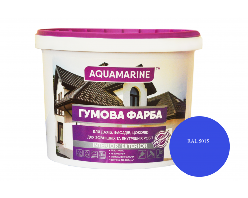 Краска резиновая универсальная ярко-голубая RAl 5015 3,6 кг ТМ Корабельная Краска резиновая универсальная ярко-голубая RAl 5015 3,6 кг ТМ Корабельная