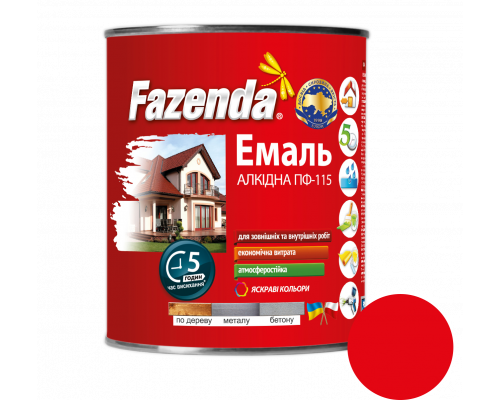 Красная эмаль ПФ-115, Fazenda, 0,9кг, 6 шт Красная эмаль ПФ-115, Fazenda, 0,9кг, 6 шт