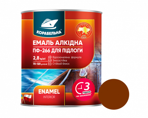 Красно-коричневая эмаль ПФ-266, ТМ Корабельная, 2,8 кг, 6 шт Красно-коричневая эмаль ПФ-266, ТМ Корабельная, 2,8 кг, 6 шт