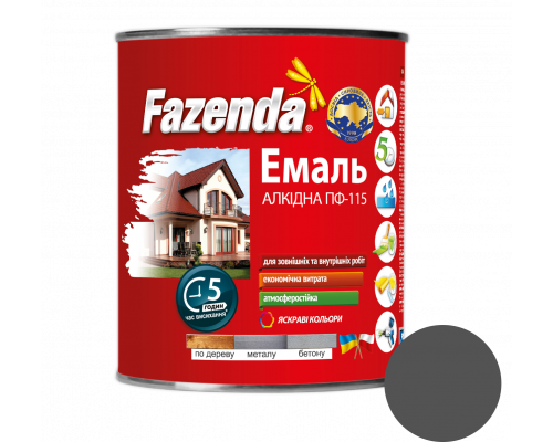 Темная-серая эмаль ПФ-115, Fazenda, 0,9кг, 6 шт Темная-серая эмаль ПФ-115, Fazenda, 0,9кг, 6 шт
