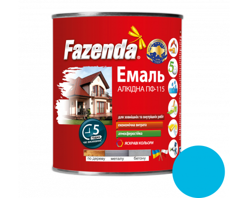 Ярко-голубая эмаль ПФ-115, Fazenda, 2,8кг, 6 шт Ярко-голубая эмаль ПФ-115, Fazenda, 2,8кг, 6 шт