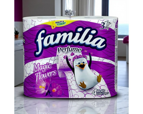 Бумага туалетная 3х слойн. 4 рулона Perfume Magic Flower Familia (в уп. 12 шт)