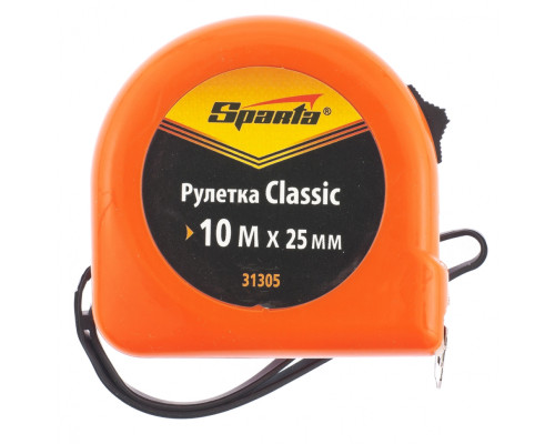 Рулетка 10м х 25мм Classic, пластиковый корпус (уп.6шт) - TM Sparta