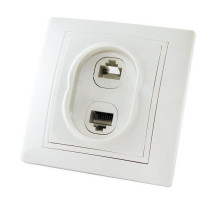 Розетка телефонная RJ11+компьютерная RJ45 белая "Таймыр" (уп.10шт) - ТМ TDM