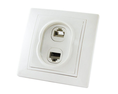 Розетка телефонная RJ11+компьютерная RJ45 белая "Таймыр" (уп.10шт) - ТМ TDM Розетка телефонная RJ11+компьютерная RJ45 белая "Таймыр" (уп.10шт) - ТМ TDM