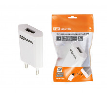 Сетевое зарядное устройство, СЗУ 1, 1 А, 1 USB, белый - TM TDM