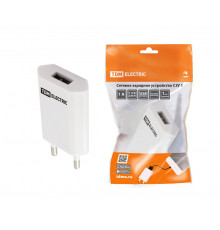 Сетевое зарядное устройство, СЗУ 1, 1 А, 1 USB, белый - TM TDM