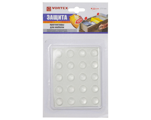Протектор для мебельных дверей и ящиков, прозрачный из ПВХ Ø 9mm (уп.30) - TM VORTEX Протектор для мебельных дверей и ящиков, прозрачный из ПВХ Ø 9mm (уп.30) - TM VORTEX
