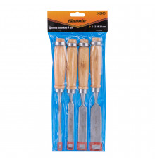 Набор долот-стамесок 6-12-18-24мм, плоских, деревянные рукоятки - ТМ Sparta.