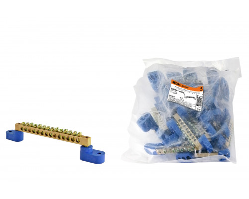 Шина "N" нулевая 6х9мм на двух угл. изоляторах 14 групп (уп.20шт) - ТМ TDM